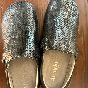 Alegria Snake Slip on Clogs